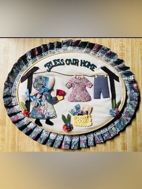 Cottage Core Vintage Folk Handmade Textile Wall Art
Appliqué Wood Hoop